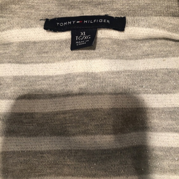 Tommy Hilfiger Gray and White Stripe Blazer Short Cropped Knit Jacket Size XL - Picture 5 of 10